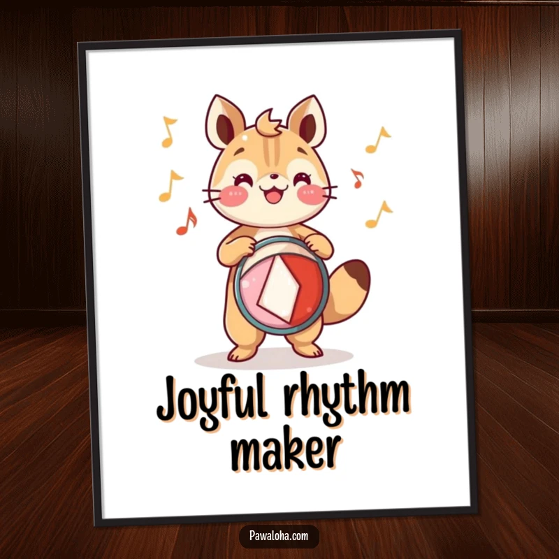 Funny Digital Art: An animal character plays a festive drum with joyful rhythm, a humorous illustration of musical celebration for instant decor.