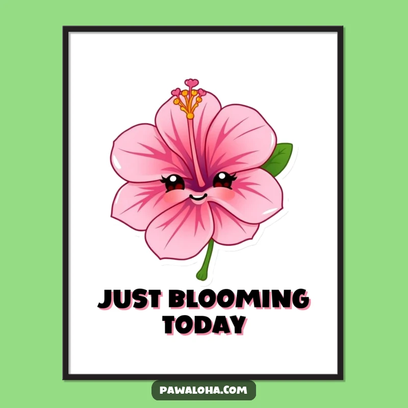 Funny Hibiscus Flower Digital Art: Sweet Smile Decor, Perfect Instant Gift