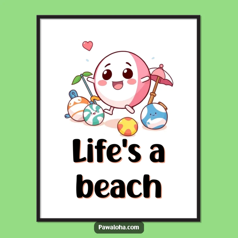 Funny Beach Ball Digital Art: Playful Toy Character Print for Summer Decor