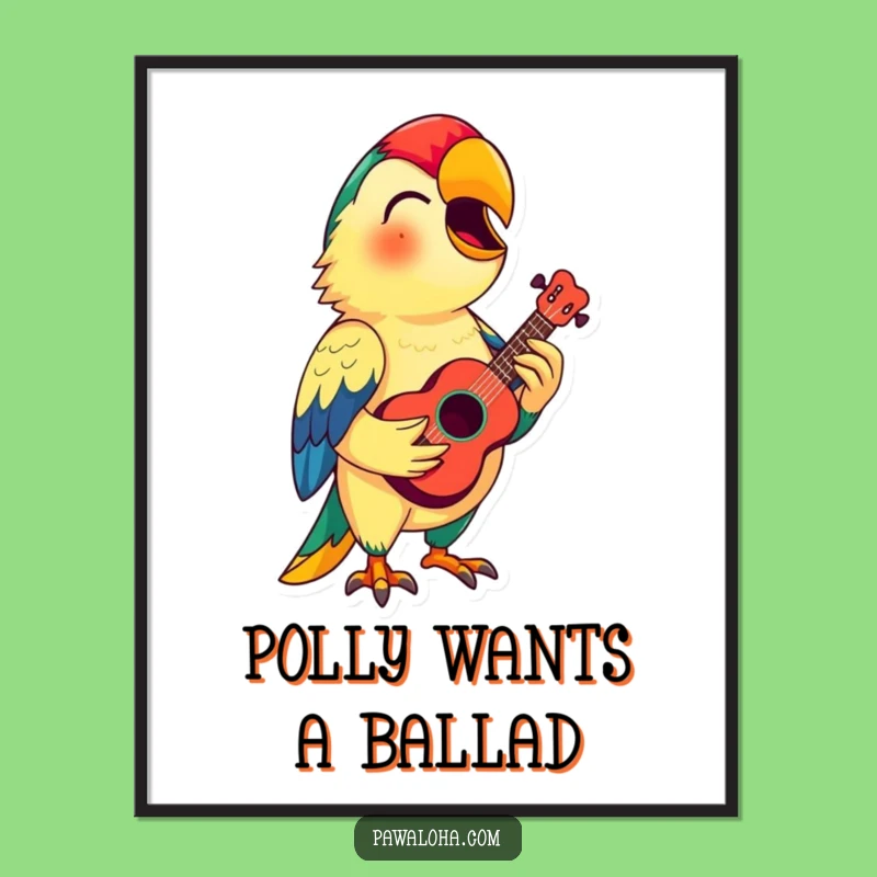 Funny Parrot Ukulele Digital Print: Instant Tropical Art, Perfect Funny Gift!