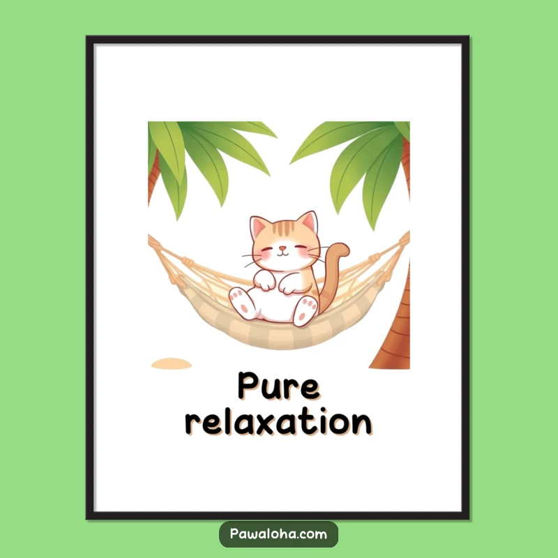 Funny Cat Digital Art: Hammock Bliss Print, A Hilarious Gift