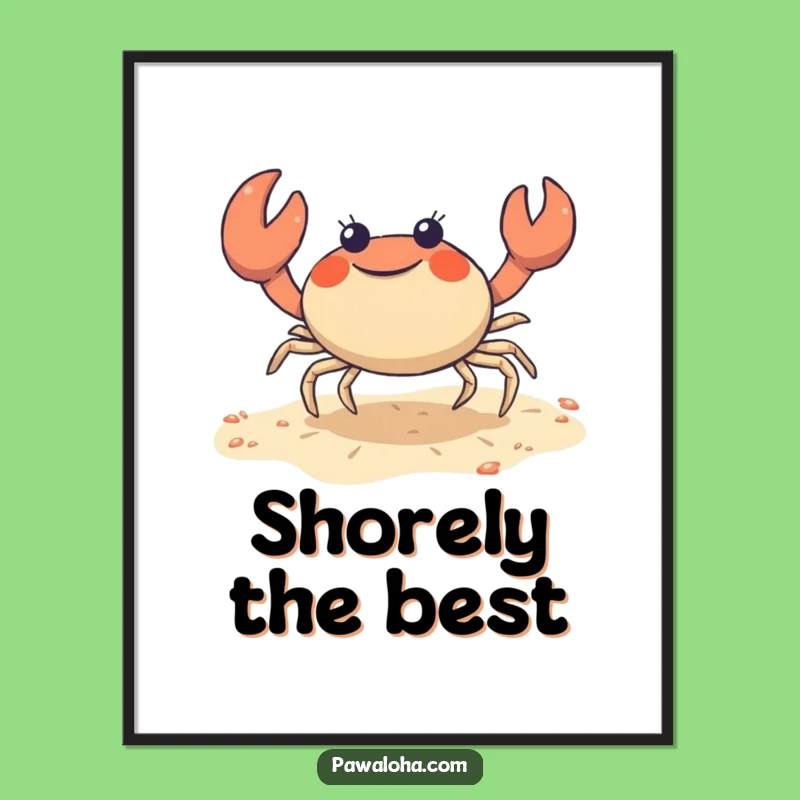 Funny Crab Digital Art: Joyful Shuffle Character Print for Beach Decor