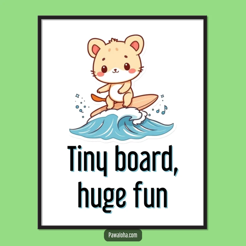 Funny Surfing Animal Digital Art - Instant Beach Vibe Decor