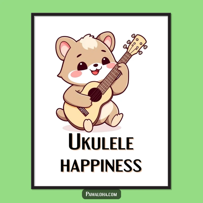 Funny Ukulele Animal Digital Art - Instant Happy Music Decor