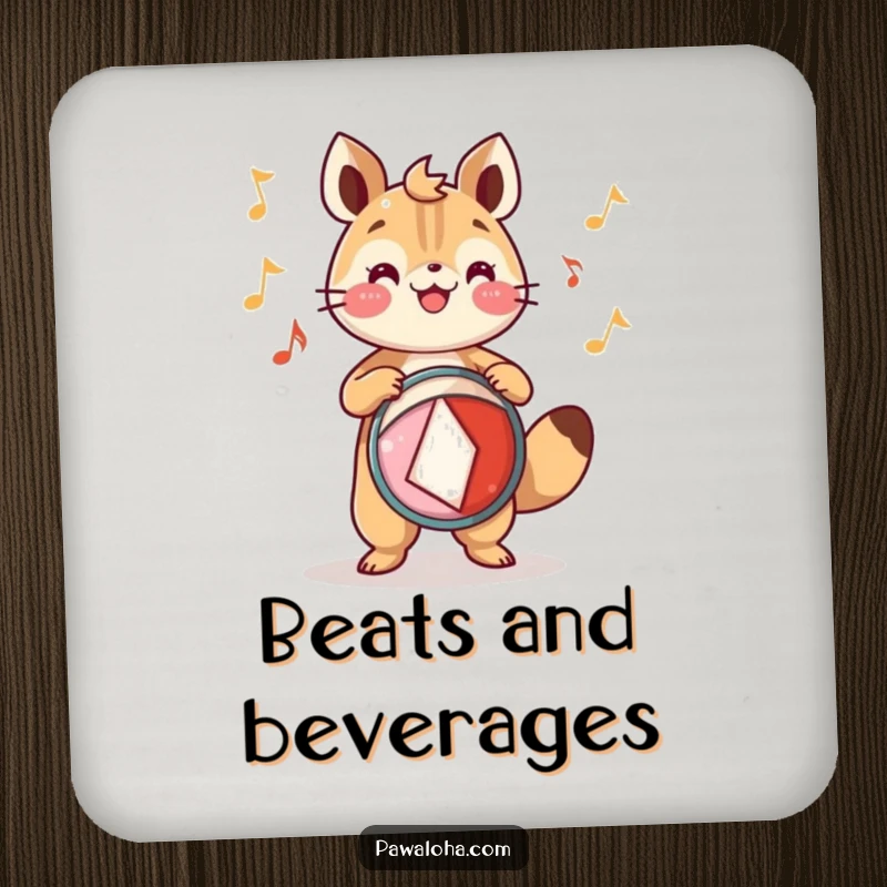 Funny Coaster: An animal character plays a festive drum with joyful rhythm, adding rhythmic humor to your drink setup.