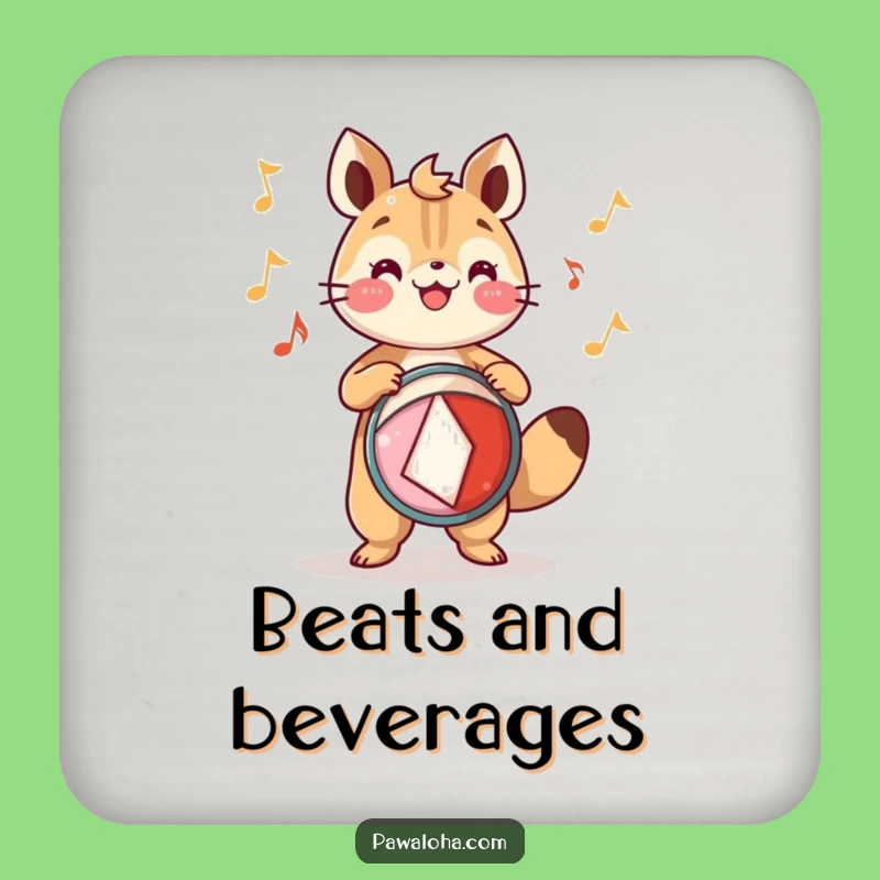 Funny Festive Drum Animal Coasters - Rhythmic Table Protection Gift