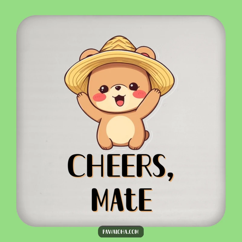 Funny Bear Hat Coaster: Protect Surfaces with Vacation Style, Chic Funny Gift