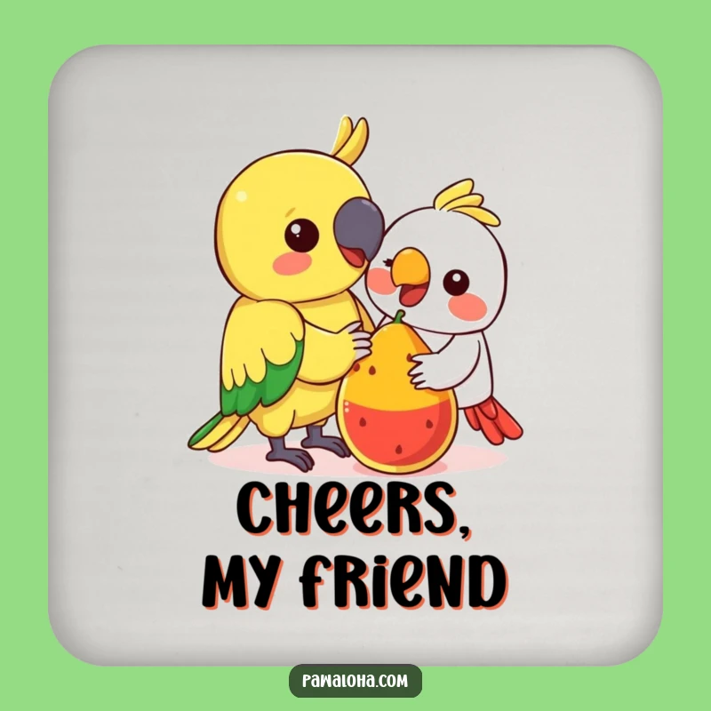 Funny Kawaii Parrot Coaster: Fruit Sharing Drink Protector - Gift Set