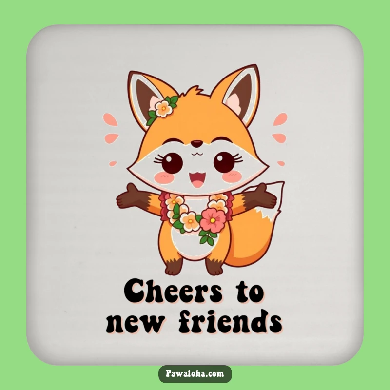 Funny Fox Aloha Coasters: Cheerful Table Protection Gift Set