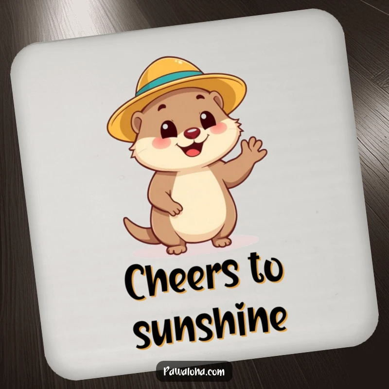 Funny Mongoose Wave Coasters: A set featuring a mongoose in a sun hat waving, bringing funny, sunny vibes to your table.
