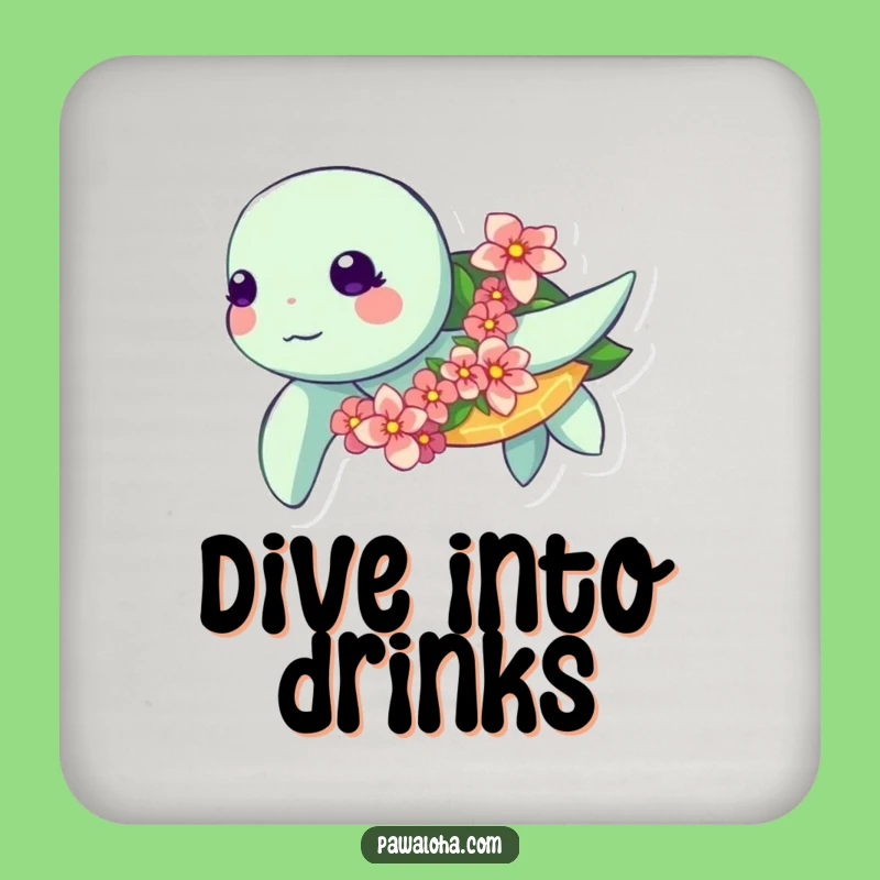 Funny Kawaii Turtle Coaster: Ocean Flower Drink Protector - Gift Set
