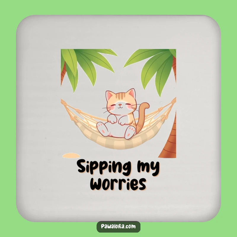 Funny Cat Drink Coaster: Relaxation Protection, A Hilarious Gift