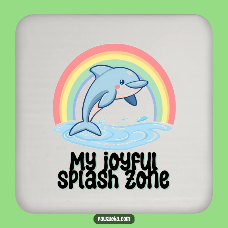 Funny Dolphin Drink Coaster, Leaping Rainbow Ocean Protector, Perfect Joyful Gift