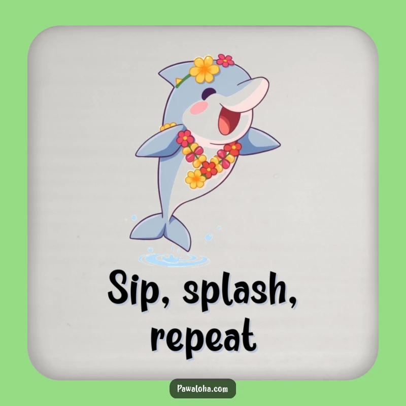 Funny Dolphin Lei Coasters: Protect Your Surfaces, Fun Decor, Funny Gift!