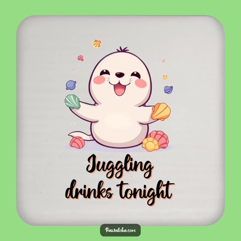 Funny Juggling Seal Coaster - Playful Marine Table Gift!