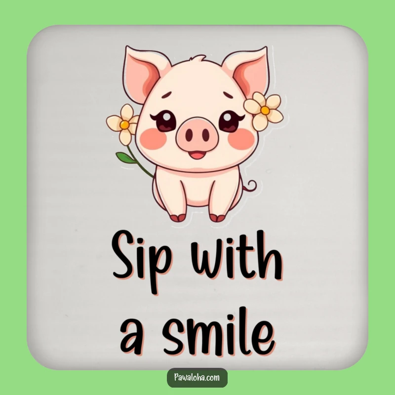 Funny Kawaii Pig Flower Coaster Set: Protecting Surfaces with a Smile