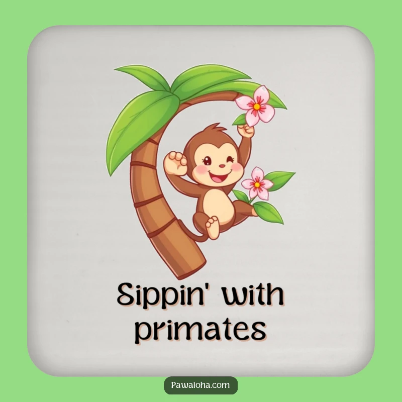Funny Monkey Swinging Coaster - Tropical Tree Accessory Gift