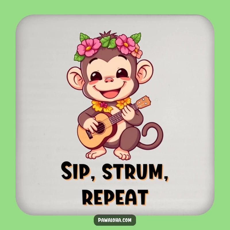 Funny Monkey Ukulele Coaster: Hilarious Protector for Tropical Drinkers