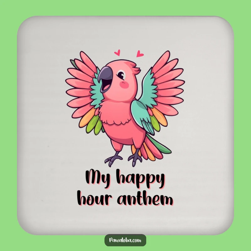 Funny Parrot Drink Coaster, Vibrant Singing Bird Table Protector, Perfect Cheerful Gift