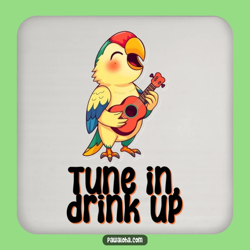 Funny Parrot Ukulele Coasters: Protect Surface, Tropical Music, Funny Gift!