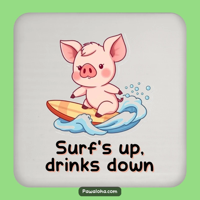 Funny Piglet Surfer Coasters: Hilarious Table Protection Gift Set