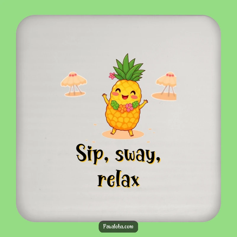 Funny Pineapple Hula Dancer Coaster - Tropical Table Gift!