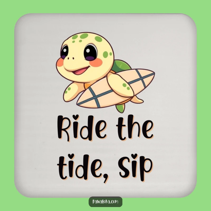 Funny Sea Turtle Surf Coasters: Protect Surfaces, Beach Fun, Funny Gift!