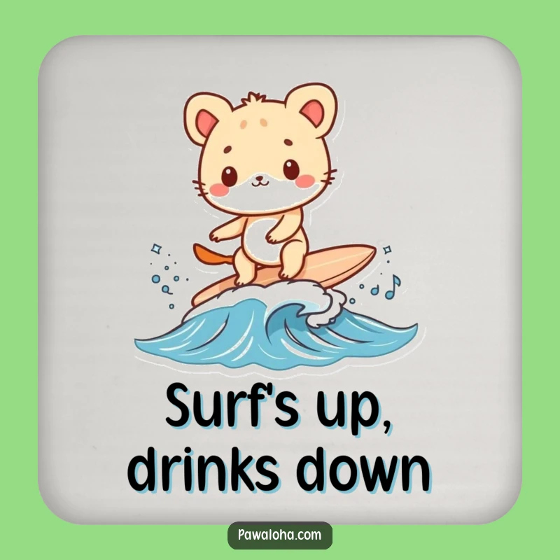 Funny Surfing Animal Coaster - Protect Your Table & Add Fun