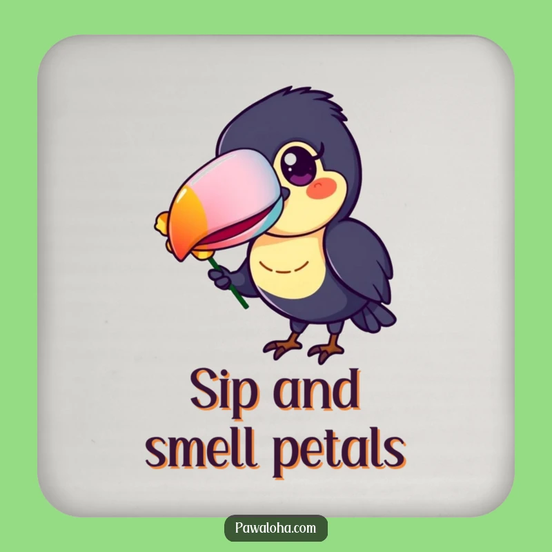 Funny Toucan Drink Coaster, Colorful Beak Flower Offering Table Protector, Perfect Cheerful Gift
