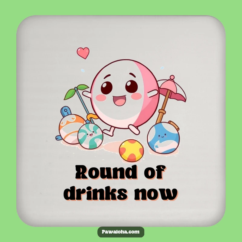 Funny Beach Ball Coasters: Playful Toy Character Drink Holder Gift Set