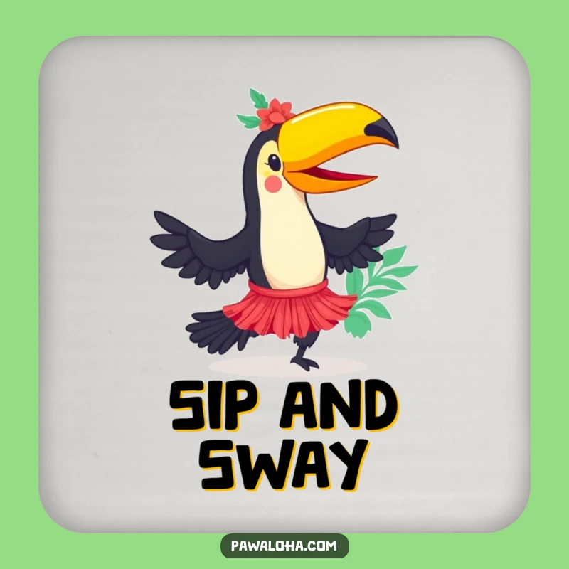 Funny Toucan Hula Dancer Coasters: Protect Surfaces with Tropical Fun