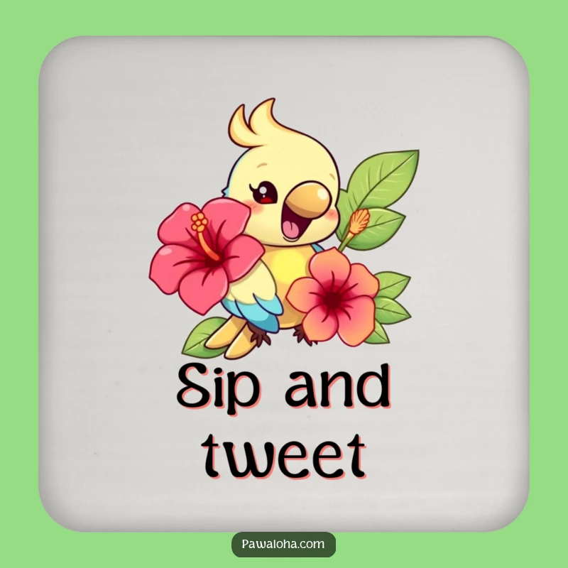 Funny Parrot Hibiscus Coaster: Protect Surfaces with Tropical Style, Chic Funny Gift