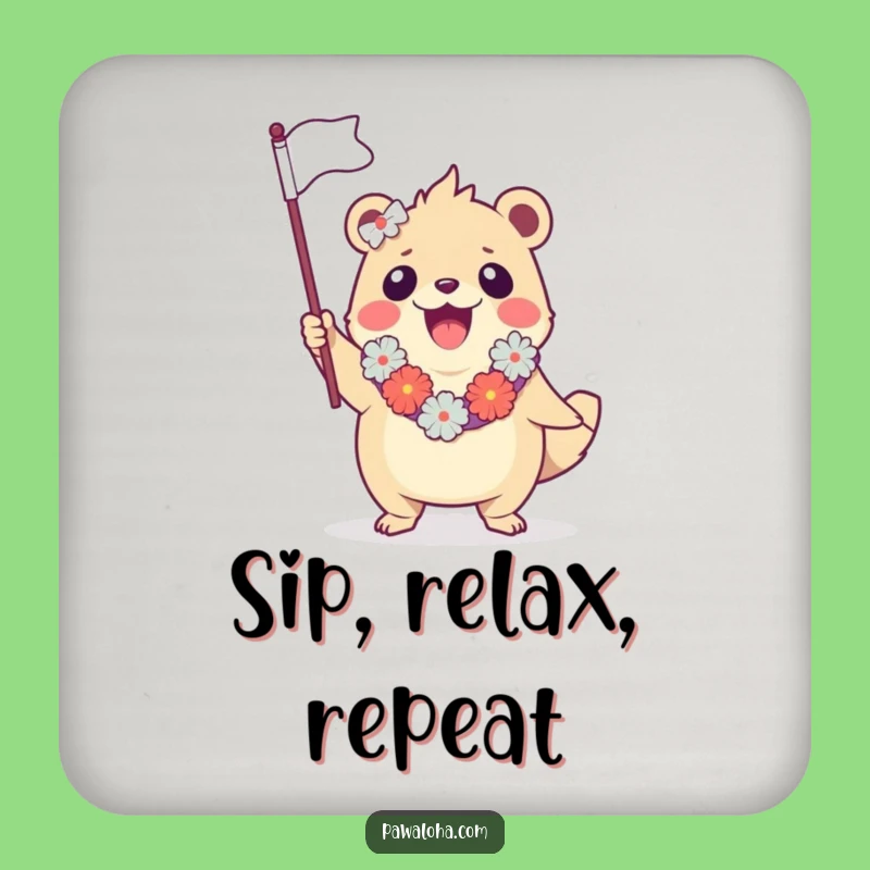 Funny Creature Drink Coaster: Aloha Flag Waving Table Protector, Perfect Humorous Gift