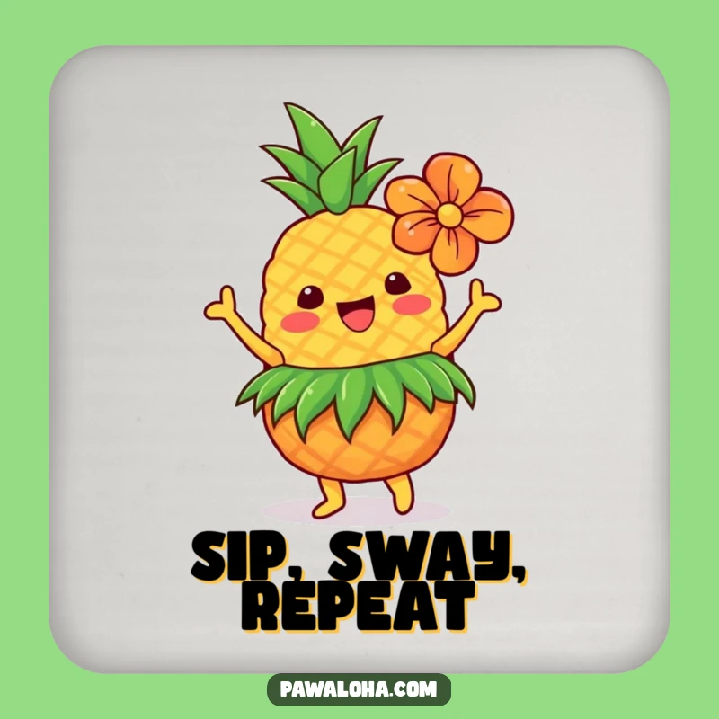 Funny Dancing Pineapple Drink Coaster: Tropical Hawaiian Party Bar Gift