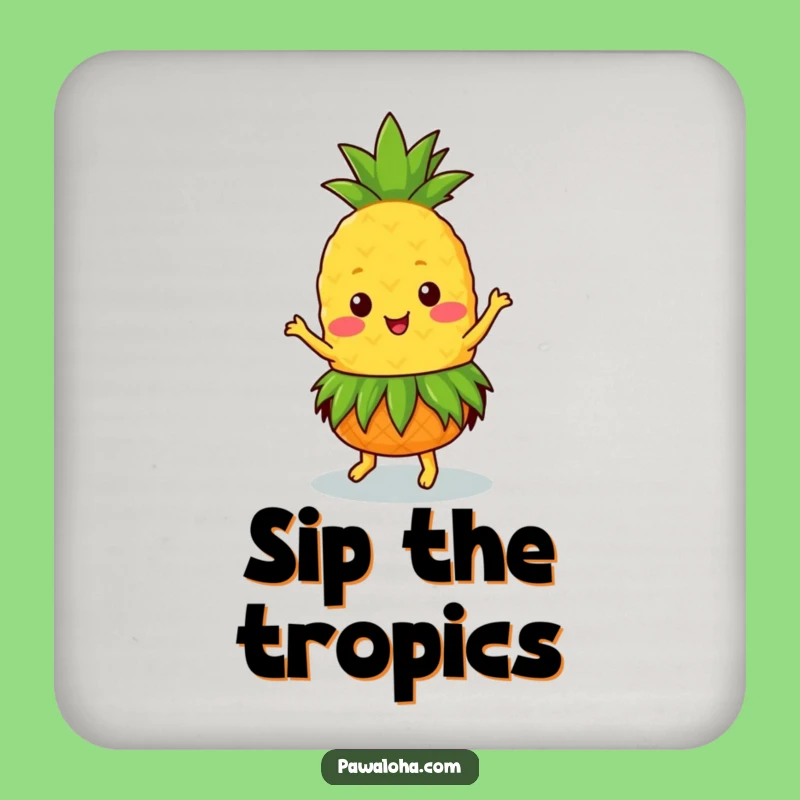 Funny Kawaii Pineapple Dancer Coaster Set: Tropical Surface Protection