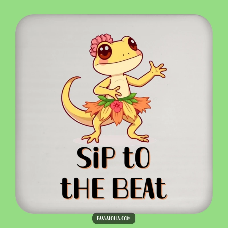 Funny Kawaii Gecko Drink Coaster: Cute Table Protector, Perfect Tropical Funny Gift