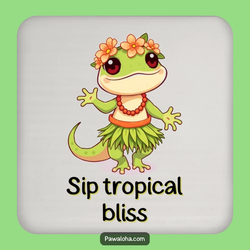 Funny Hula Gecko Coasters: Protect Surfaces with Tropical Style