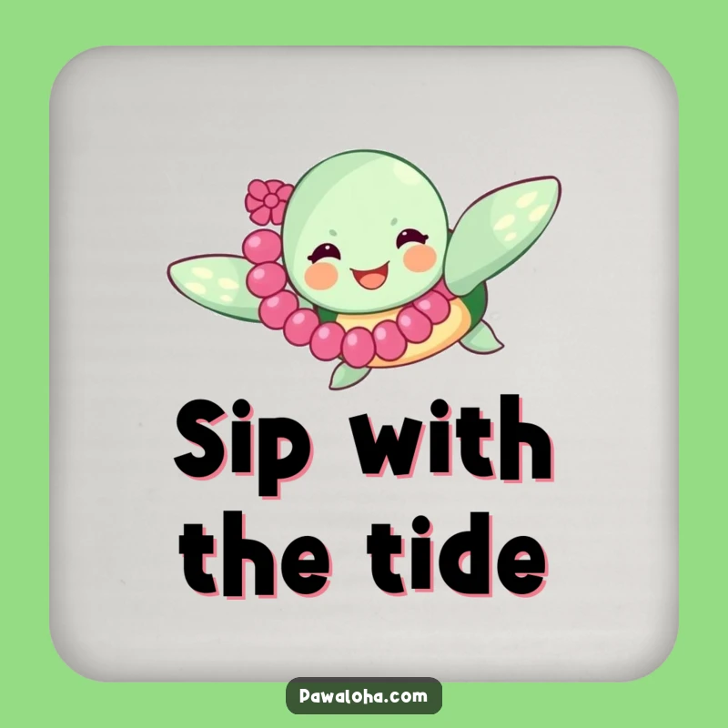 Funny Sea Turtle Lei Coaster: Protect Surfaces with Joyful Ocean Flair