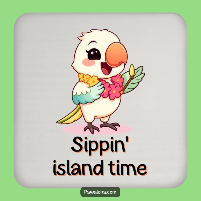 Funny Hula Parrot Coaster - Kawaii Tropical Drink Accessory Gift