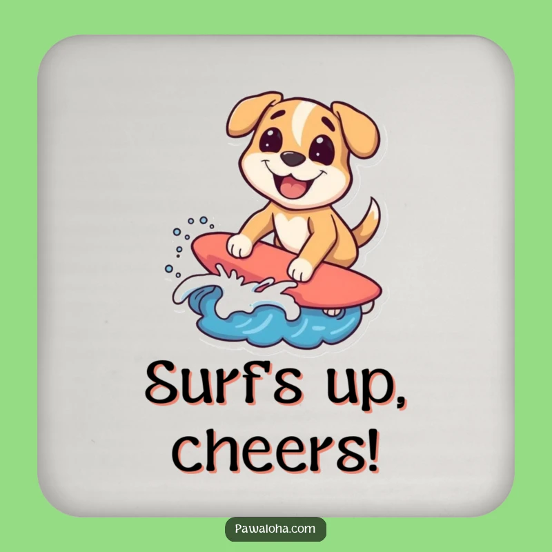Funny Surfing Dog Coaster Set, Protect Surfaces with Humorous Beach Style