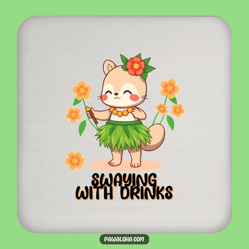 Funny Hula Animal Grass Skirt Coasters - Tropical Table Protection Gift