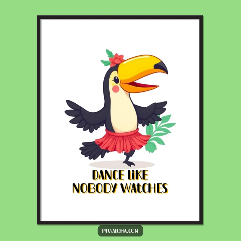 Funny Toucan Hula Dancer Poster: Tropical Joyful Art for Your Walls