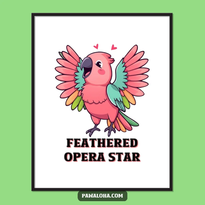 Funny Parrot Poster, Vibrant Singing Bird Wall Art, Perfect Cheerful Decor Gift