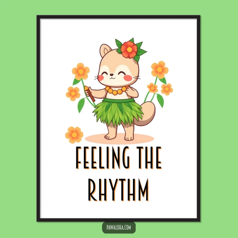 Funny Hula Animal Grass Skirt Poster - Tropical Wall Art & Gift