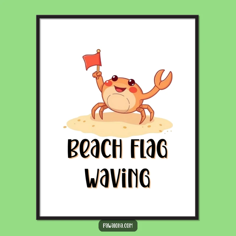 Funny Crab Beach Poster: Hilarious Wall Art for a Sunny Vibe