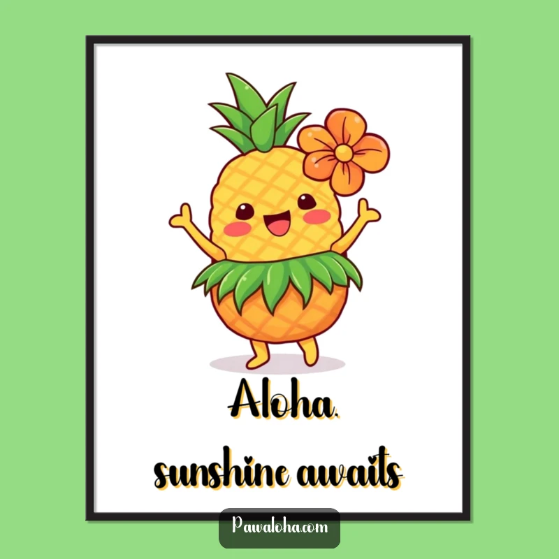 Funny Dancing Pineapple Poster: Hilarious Tropical Hawaiian Art Print Gift