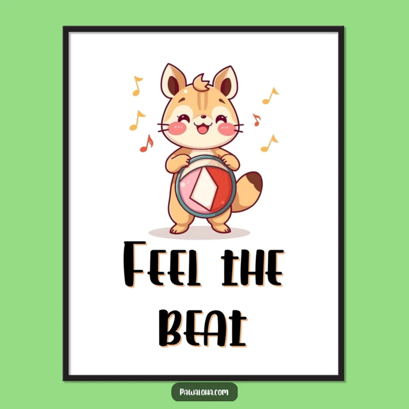 Funny Festive Drum Animal Poster - Rhythmic Wall Art & Gift