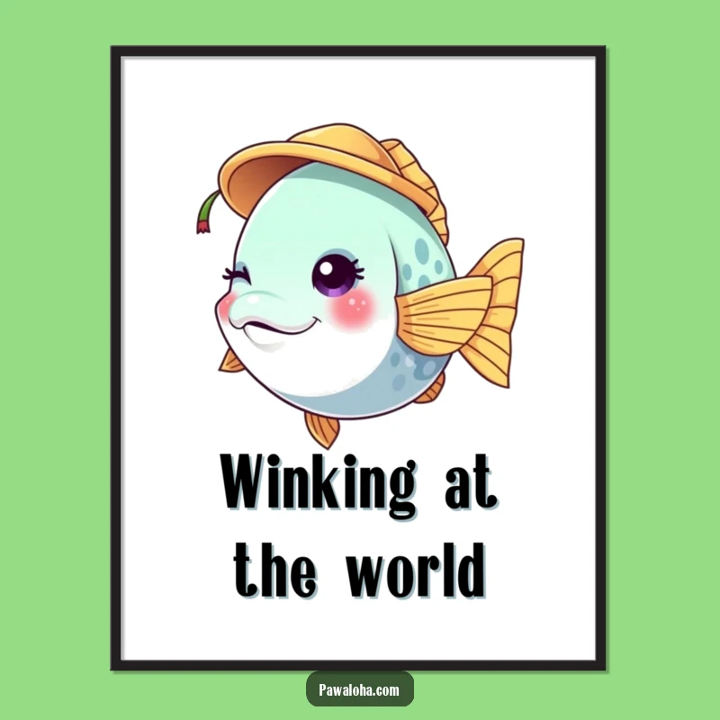 Funny Fish Coconut Poster: Tropical Wink Art, Perfect Wall Decor Gift