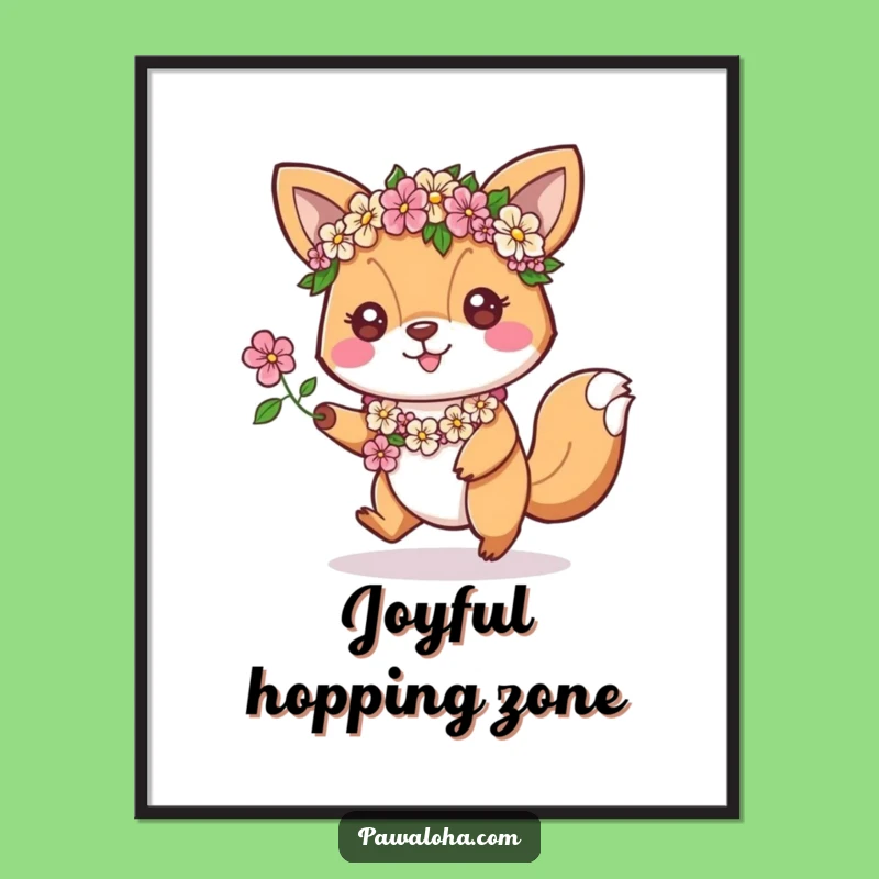 Funny Hopping Animal Lei Poster - Energetic Wall Art & Gift
