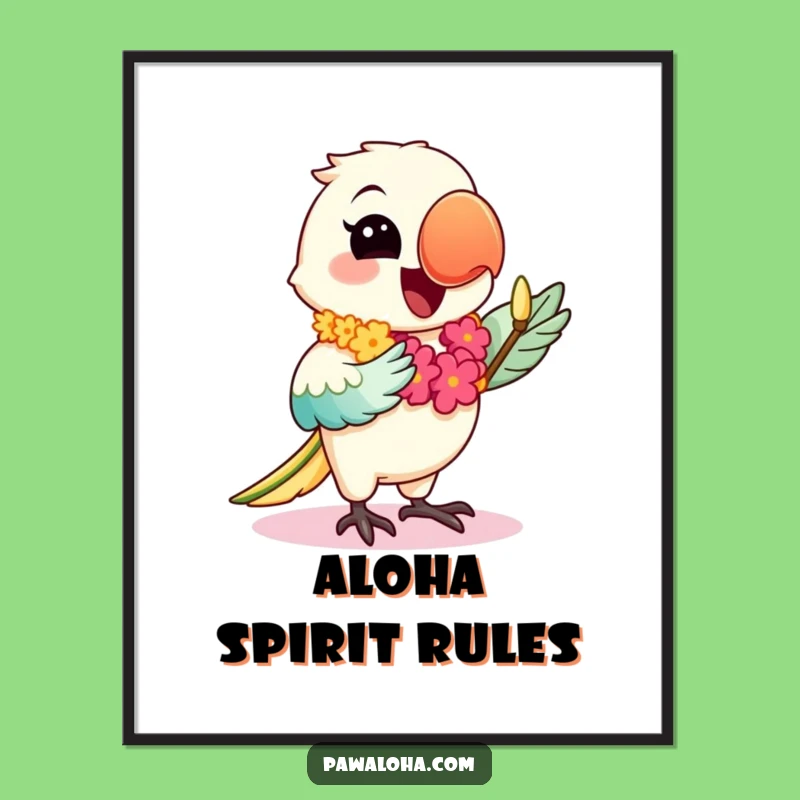 Funny Hula Parrot Poster - Kawaii Tropical Dancer Art